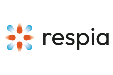 A graphic image featuring a blue and orange abstract flower-like design on the left side with a solid black rectangle extending to the right.