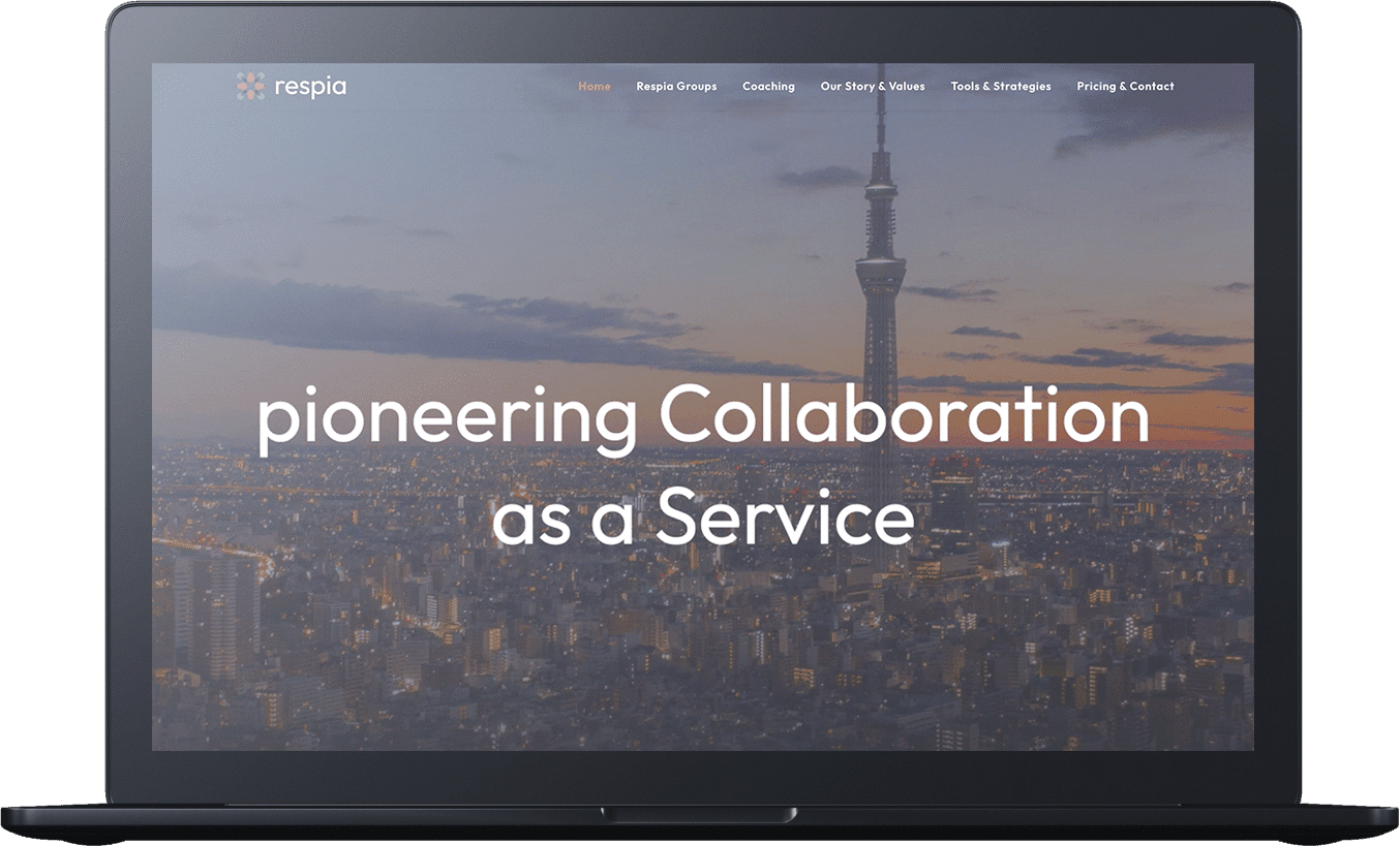 Laptop screen displaying a business website with the tagline